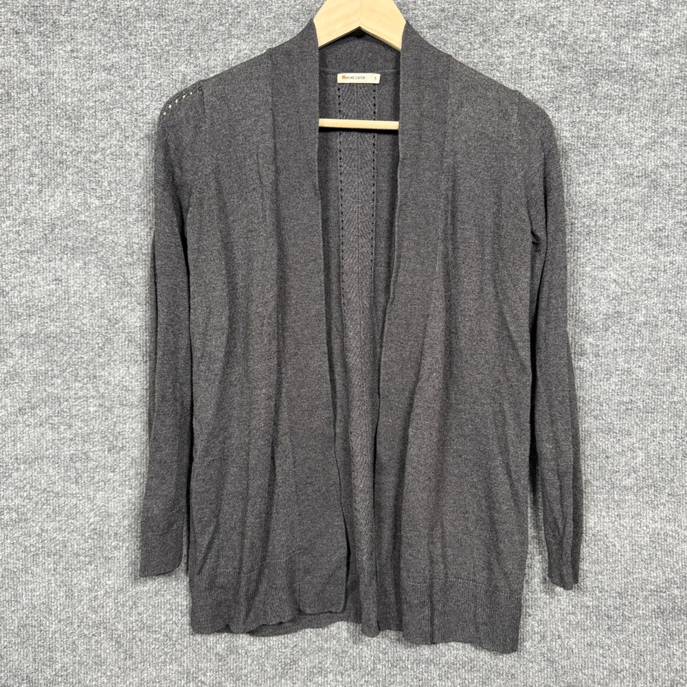 Marine‎ Layer Small Open Front Knit Cardigan Gray Cashmere Wool Blend Layering